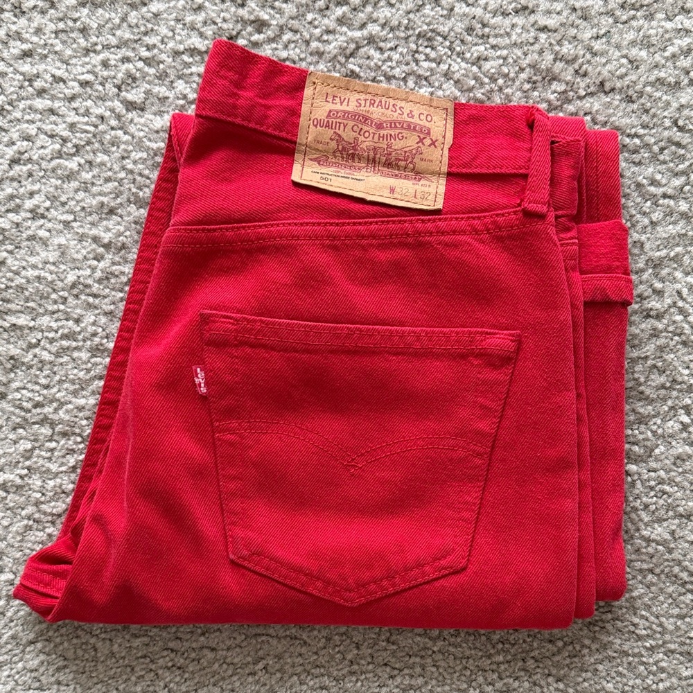 Levi's Red Jeans - 501 - W32, L32